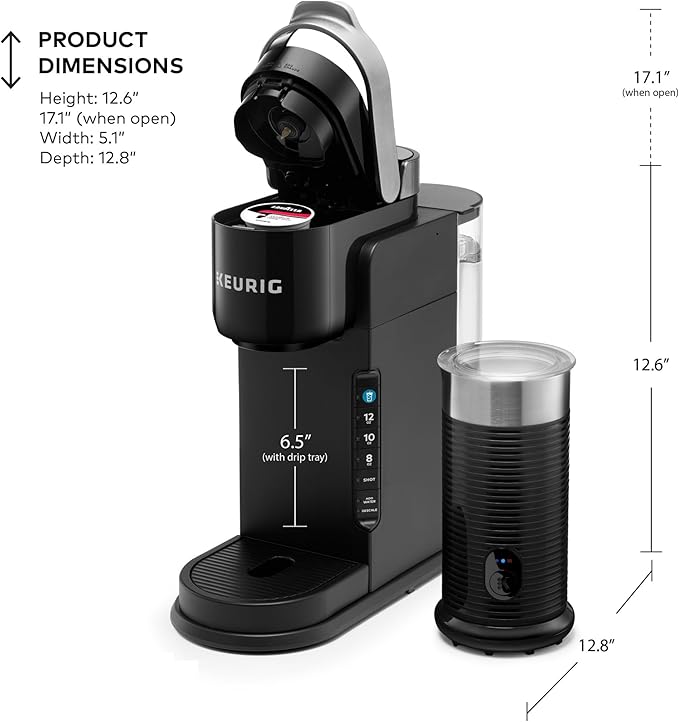 Keurig K-Café Barista Bar Single Serve Coffee Maker and Frother, with 3 Brew Sizes, Hot and Cold Coffee Capabilities, 2oz Coffee Shot Button, Black