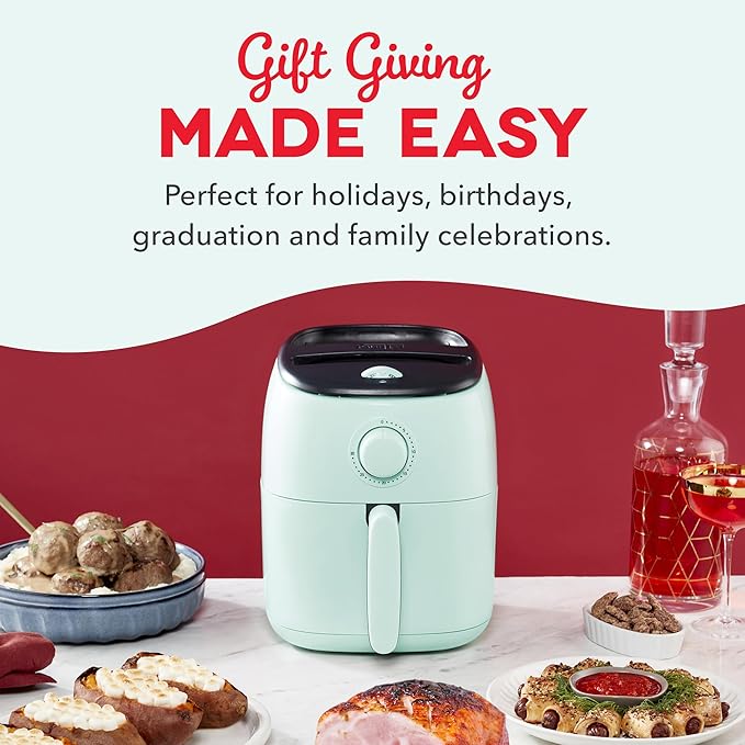 Dash Tasti-Crisp™ Air Fryer - AirCrisp® Technology - Compact Design with Adjustable Temperature Control - Nonstick Fry Basket & Auto Shut-Off Feature - 2.6 Quarts - White