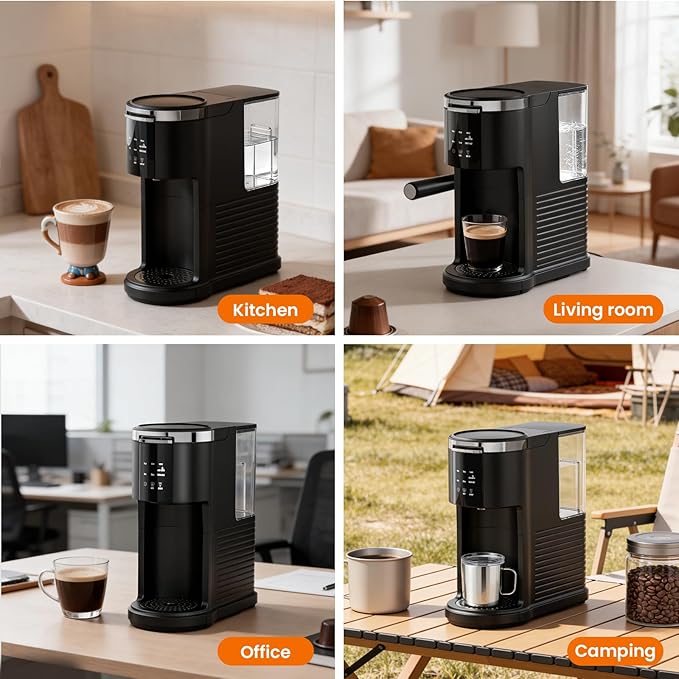 Kismile Single Serve Coffee Maker, 2 in 1 Drop Coffee Machine Compatible with K Cup & Ground Coffee, 5 Brew Sizes 6-14 Oz, 40oz Removable Water Tank,Self-Cleaning Function, Black