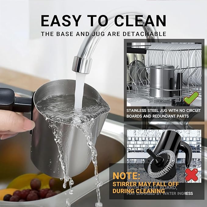 4-in-1 Electric Milk Frother and Steamer, 400ml(13.5oz) Stainless Steel Pitcher with Auto Shut-Off, Hot & Cold Foam Maker and Milk Warmer for Lattes, Cappuccinos, Macchiato, Dishwasher Safe