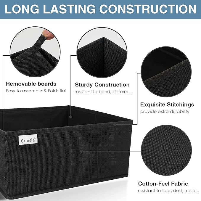 Criusia 14 Set Underwear Drawer Organizer, Foldable Underwear Drawer Organizer and Closet Dividers,Storage Box for Clothes, Socks, Underwear