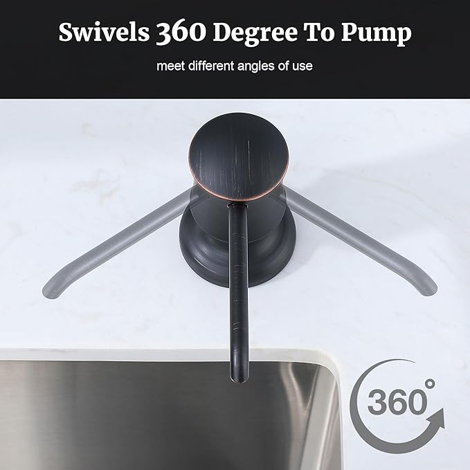 Sink Soap Dispenser for Kitchen Sink Oli Rubbed Bronze Upgrade with 40" Silicone Extension Tube Kit, Connect to Your Soap Bottle Directly