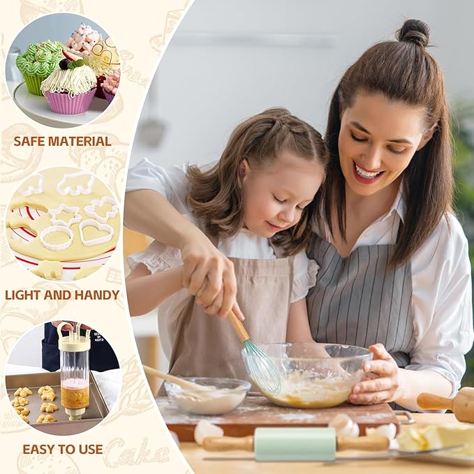 36PCS Kids Baking Set, Baking Kits for Kids with Food-Grade Silicone, Safe Kids Baking Kit for Toddlers, Ideal Gift for Parent-Child Baking Birthday Christmas