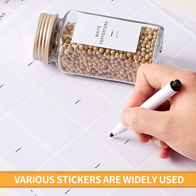 36 Pcs Spice Jars with Label- Glass Spice Jars with Gold Metal Caps,Shaker Lids, Funnel, Chalk Pen,Skiileor 4oz Seasoning Containers Bottles for Spice Rack, Cabinet, Drawer