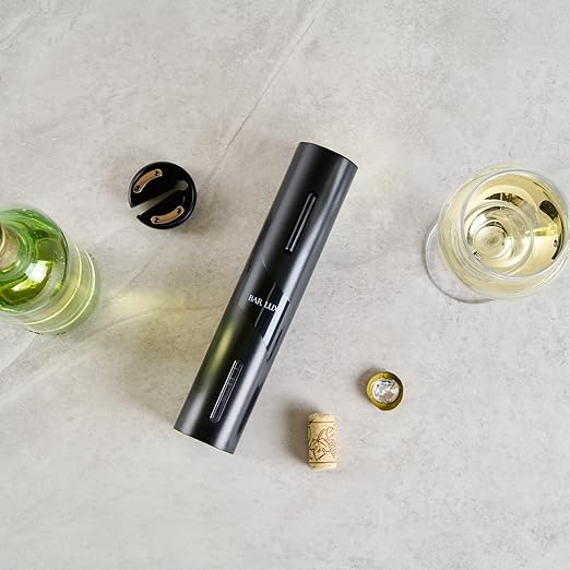 Restaurantware Electric Wine Opener 1 Count 1.9 x 1.9 x 9.1 Inches Battery Operated Plastic Corkscrew With Foil Cutter Compact Black Design For Quick One-Touch Uncorking