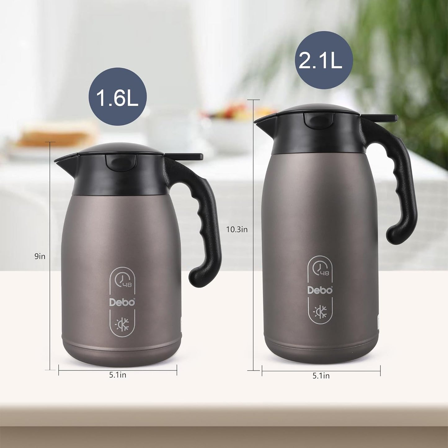 Thermal Coffee Carafe 56oz Large Capacity,Double-Walled Vacuum Insulated Stainless Steel Coffee Pot & Hot Beverage Server,BPA-Free,Keeps Hot Coffee Warm for Hours,Leak-Proof Design（Oatmeal）
