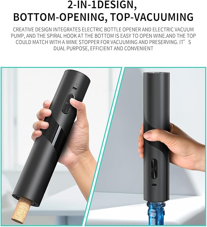 Gravity Electric Pepper Grinder Set and Rechargeable Wine Opener Set
