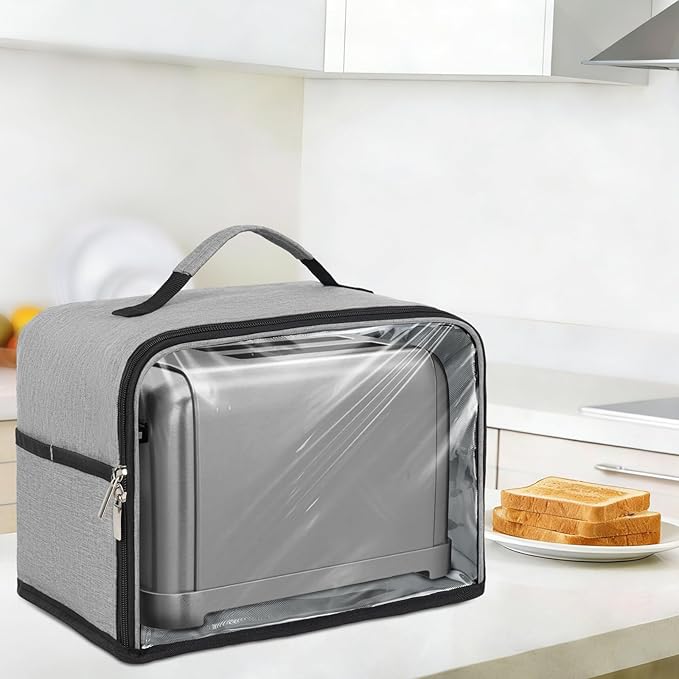 Toaster Cover 2 Slice with Aluminum Foil Lining and Base Compatible with Cuisinart/BELLA/Black and Decker,Cover only,Grey