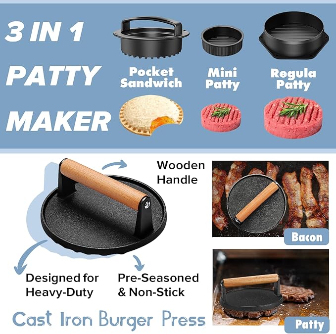 31PCS Griddle Accessories Kit for Blackstone, Flat Top Hibachi Grill Spatula Set with 2 Melting Domes, Burger Press, Patty Maker and Apron, Professional Teppanyaki Tools Gifts for Outdoor BBQ