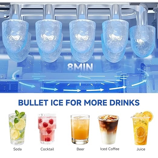 Countertop Ice Maker Machine, 26lbs in 24Hrs, 9 Ice Cubes Ready in 8 Mins, Auto-Cleaning Portable Ice Maker with Basket and Scoop, for Home/Kitchen/Camping/RV (Black)