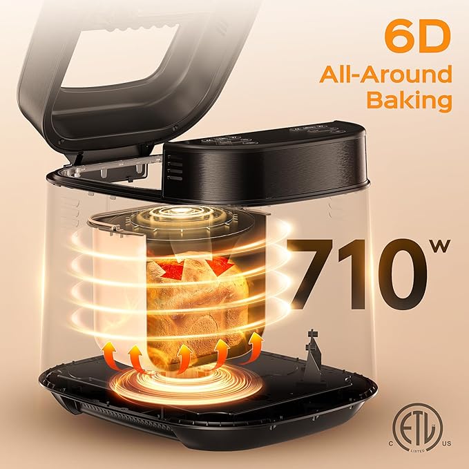 2.5LB Bread Maker with Built-in Electronic Scale, 25-in-1 Bread Machine, Beginner-Friendly with Adjustable Baking & Fermentation, Non-Stick Easy-Clean Pan, Quiet, 15H Delay, Recipes, Jet Black