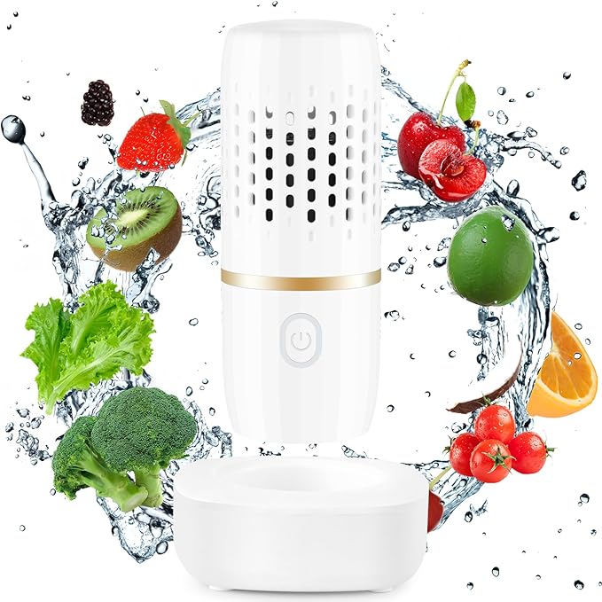 Cudinham Fruit and Vegetable Purifier Cleaner Washing Machine Capsule Shape Disinfection OH-ion Purification Technology for Cleaning Veggie Grains Rice Meat Seafood, White