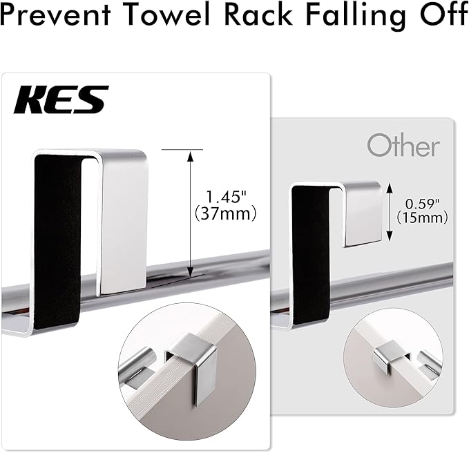 KES Over The Cabinet Door Towel Rack, Kitchen Towel Rack Over Cabinet Towel Bar Towel Holder SUS304 Stainless Steel 2 Pack Polished Steel, KTH200S26-P2