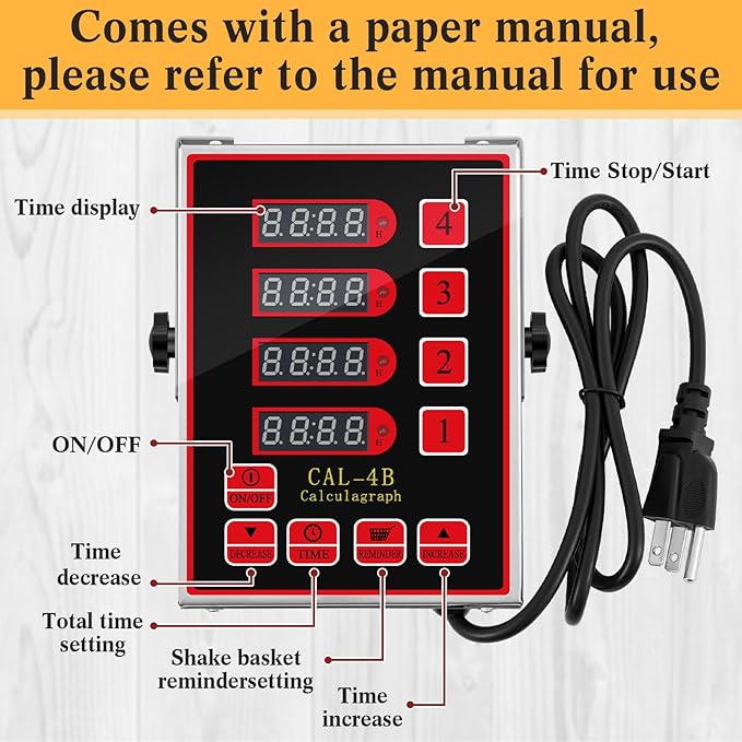 Relaxweex 1 Pack Commercial 4 Channel Digital Kitchen Timer, Multi-Countdown Timer with Loud Alarm & Large LCD Display, Wall Mount or Countertop for Restaurant, Fry Station, Baking & Lab Use