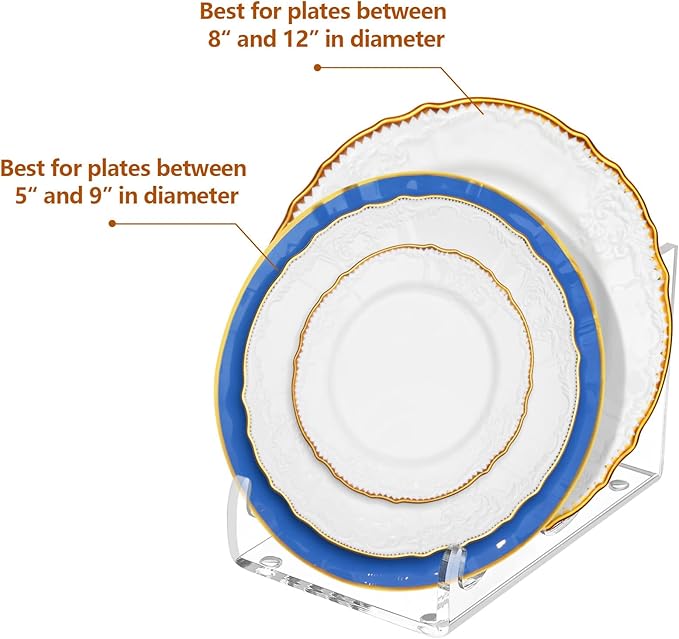 4 Pcs Acrylic 2-Tier Plate Display Stand,Clear Dinnerware Holder for China Platters Kitchen & Cabinet Organizer Rack for Tableware Display (2-Tier)