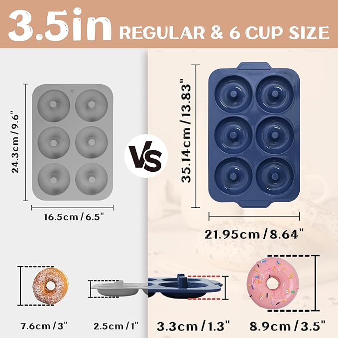 Nonstick Silicone Donut Pan: 3.5 Inch Doughnut Pan with Metal Frame - Silicone Donut Molds for Baking Gluten Free Glazed Vegan Protein Donuts Bagel - for Oven Kitchen - Home Bakers Housewife