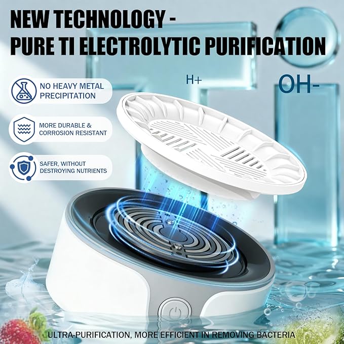 Fruit and Vegetable Washing Machine, Upgrade Titanium Electrolysis Purification Fruit Cleaner Device Waterproof Fruit and Vegetable Purifier Clean Fresh Produce in Water (White)