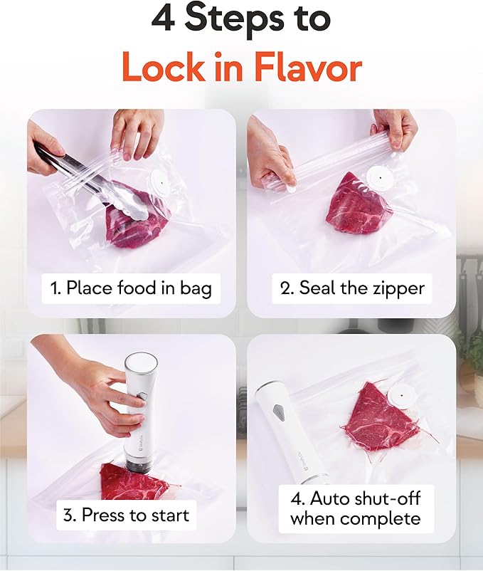 Reusable Vacuum Sealer Bags for Food – 10 Small Vacuum Bags (22x21cm/8.3x8.7in), BPA-Free, Leak-Proof, Odor-Resistant – Compatible with Vacuum Sealers