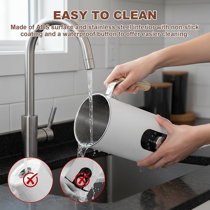 5 in 1 Electric Milk Frother Automatic Hot & Cold Foam Maker Auto Shut-Off Durable Detachable Milks Frother Fast Frothers Safe BPA Free Easy to Use and Clean for Heated Milks, Matcha (White)