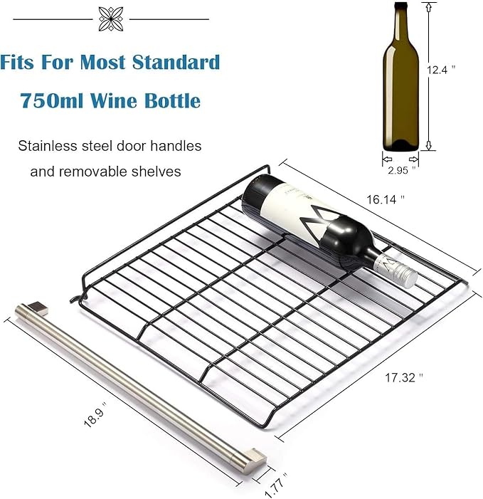 Antarctic Star Wine Cooler/Cabinet Drink Refrigerator Fridge, 36 Bottle Freestanding Wine Chiller with Stainless Steel, Double-Layer Glass Door Touch Screen for Home Office/Bar, 4.4Cu.Ft., Silver