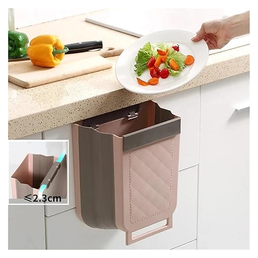 Collapsible Hanging Kitchen Trash Can Hanging Telescopic Folding Trash Can 1pc Multifunctional Cabinet Door Sorting Bin for Kitchen and Car(Gray)