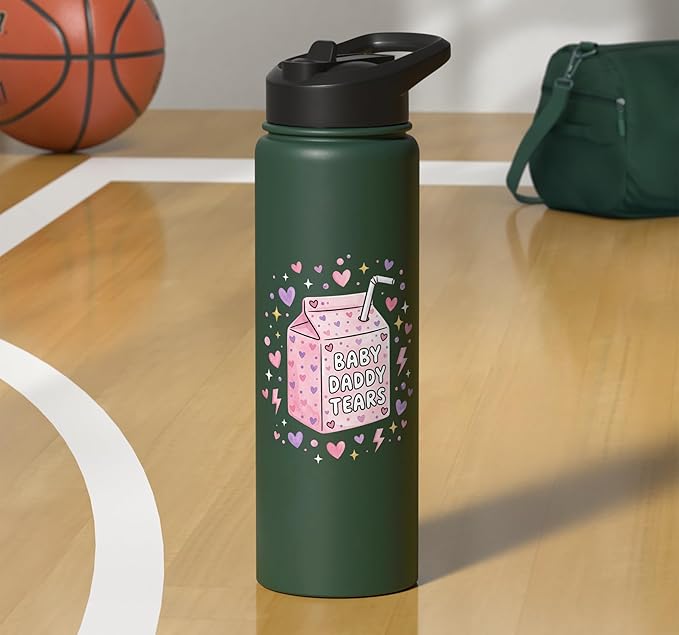Baby Daddy Tears Retro Pink Milk Carton Hearts Aesthetic Stainless Steel Insulated Water Bottle