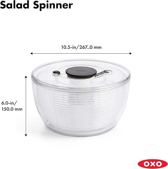 Cosco 11408PBL1E Three Big Folding Step Stool with Rubber Hand Grip, Platinum and OXO Good Grips Large Salad Spinner