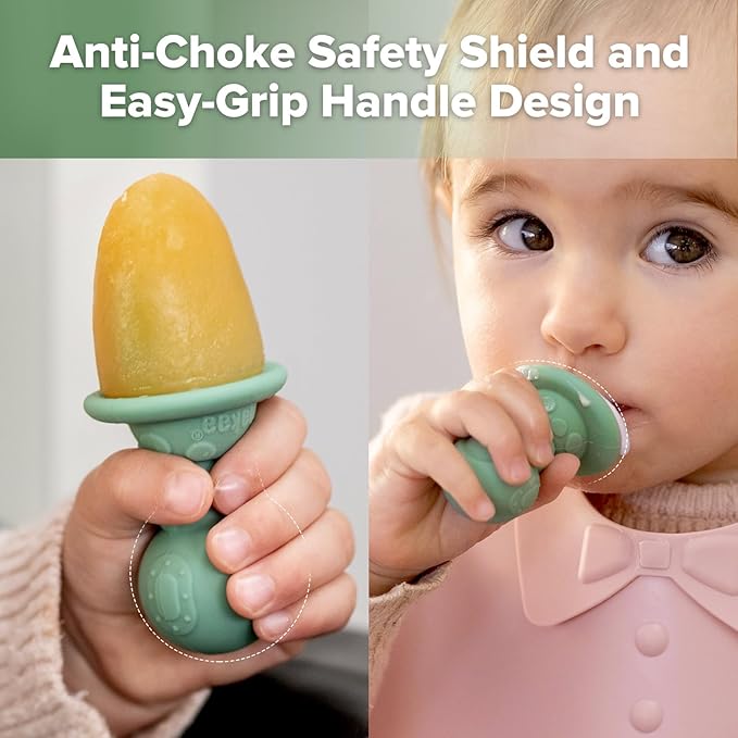 Haakaa Astronaut Beginner Silicone Cutlery&Ice Pop Mould Set-Baby Spoons and Forks for Self Feeding 6 Months-Mini Silicone Popsicle Molds with Sticks for Kids