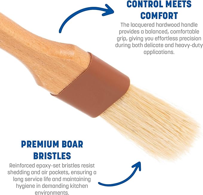 SPARTA Chef Series Basting Brush, Flat Boar Bristle Pastry Brush for Cooking and Baking, 1" Wide, 1 Count