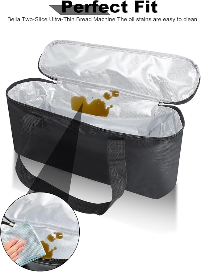 Carrying Bag for Bella 2 Slice Slim Toaster,1-Pack Portable Heat-Resistant Waterproof Bag for 2-Slice Toasters, Fits 35165-063A/35117/35164-063A/35163-063A, Storage-Friendly (Toaster Not Included)