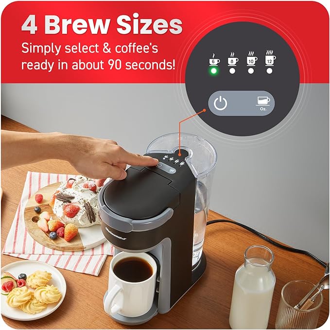 Elite Gourmet EHC323X Rapid Brew Technology 2-in-1 Capsule Coffee Maker, 6~12oz Brewing Capacity, K-Cups and Grounds, Adjustable Mug Height, Reusable Filter, Black