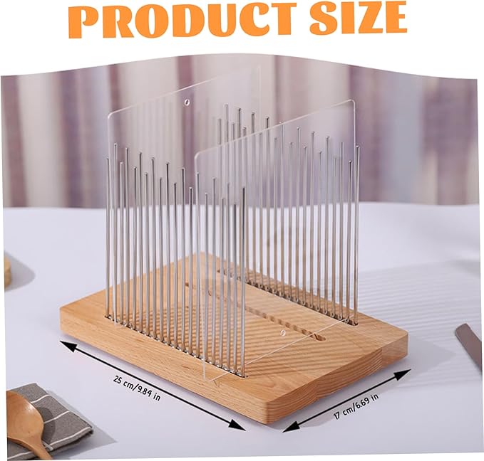 Manual Bread Slicer, Adjustable Stainless Steel Guide - Foldable Compact Slicer for Homemade Loaf, Wood Base