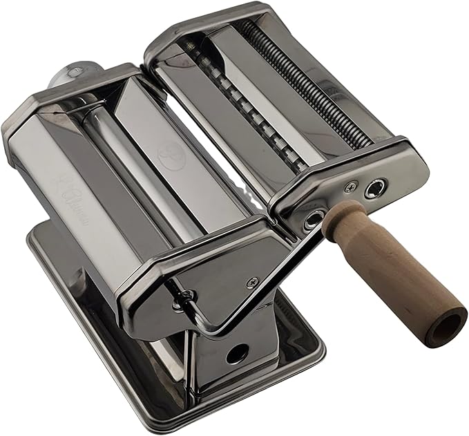 “L’Alunno” Pasta Maker Machine by PastaVirtuoso - Hand Crank Machine for Pasta Dough and Noodles - Easy to Use Manual Kitchen Appliance for Tagliatelli, Spaghetti, Lasagna, Ravioli and More!