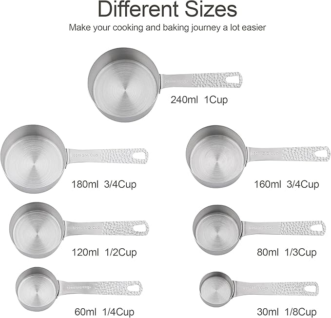 Measuring Cups and Spoons Set, 18/8 Stainless Steel Measuring Cups and Spoons Set of 16pcs, Metal Measuring Cup and Measuring Spoon Set With Leveler and Equivalents Dry 2/3 & 3/4 Cup Measuring Cup Set