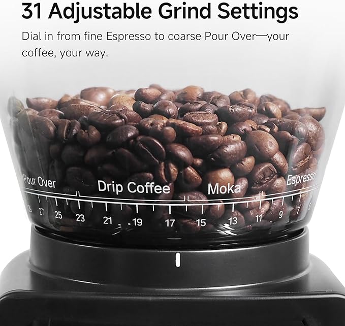 HIBREW G3 Coffee Grinder Electric, 40mm Conical Burr with 31 Adjustable Settings, Anti-Static & Double-Layer Air Blower, Fits 51/54/58mm Portafilters, Barista-Grade for Espresso/Pour Over/Drip Coffee