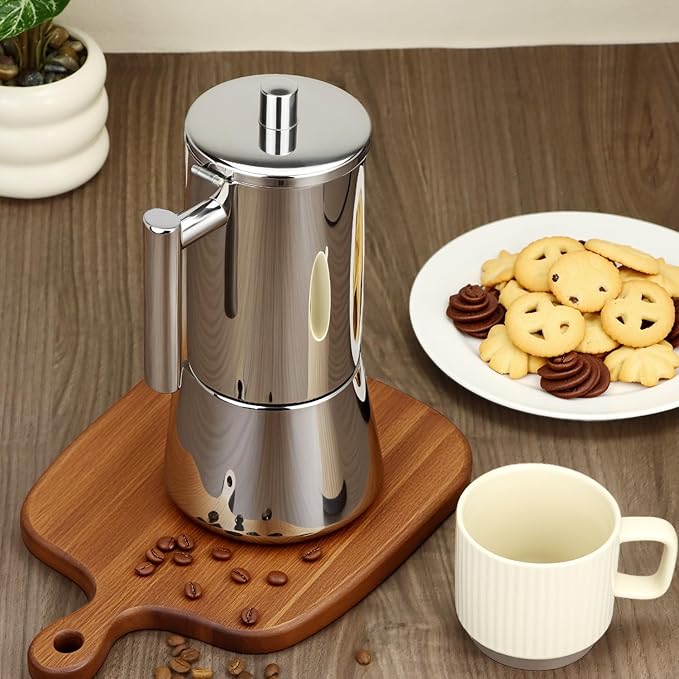 QWORK 12 Cup Stovetop Espresso Maker, 18/8 Stainless Steel Italian Moka Pot for Induction, 17.5 oz Espresso Coffee Maker with Heat Resistant Handle & Safety Valve, Dishwasher Safe