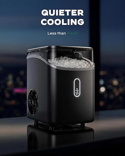 Silonn Nugget Ice Maker Countertop, Pebble Ice Maker with Soft Chewable Ice, One-Click Operation Ice Machine with Self-Cleaning, 33lbs/24H for Home,Kitchen,Office