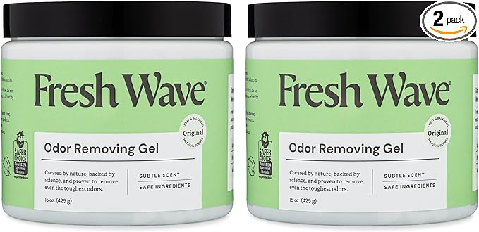 Fresh Wave Odor Removing Gel, 15 oz., Pack of 2 - Odor Absorbers for Home, Safer Odor Relief, Natural Plant-Based Odor Eliminator, Every 15 oz. lasts 30-60 Days, For Cooking, Trash & Pets