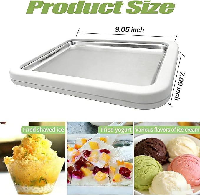 Rolled Ice Cream Maker, New Homemade Ice Cream Roller Maker, Instant Ice Cream Maker, DIY Fun Family Activity Rolled Ice Cream Tray for Yogurt, Sorbetand and Gelatod with 2 Scrapers(White)