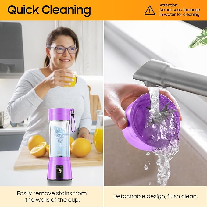 Portable Blender for Smoothies & Shakes - Cordless Personal Size Mini Blender with BAP Free Juice Cup, USB Rechargeable Suit for Sports/Picnic, Mother's Day