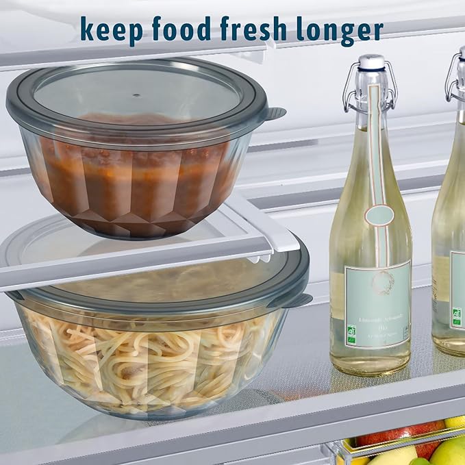 Freshmage Mixing Bowls with Airtight Lids Sets, 5 Packs Thick Glass Nesting Bowls for Kitchen Baking, Meal Prepping, Bpa Free, Dishwasher Safe, 0.5/0.8/1.6/2.7/4.4 Qt
