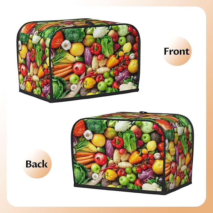 Vegetable Toaster Cover 2 Slice, Cute Country Bread Machine Cover, Washable Toaster Kitchen Small Appliance Cover Stain Resistant,with Top Handle