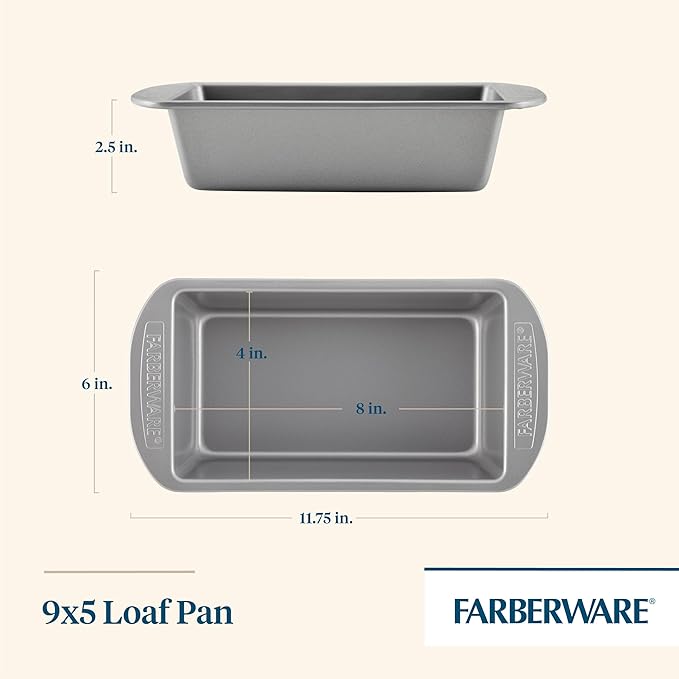 Farberware Nonstick Bakeware 9-Inch x 5-Inch Loaf Pan, Gray