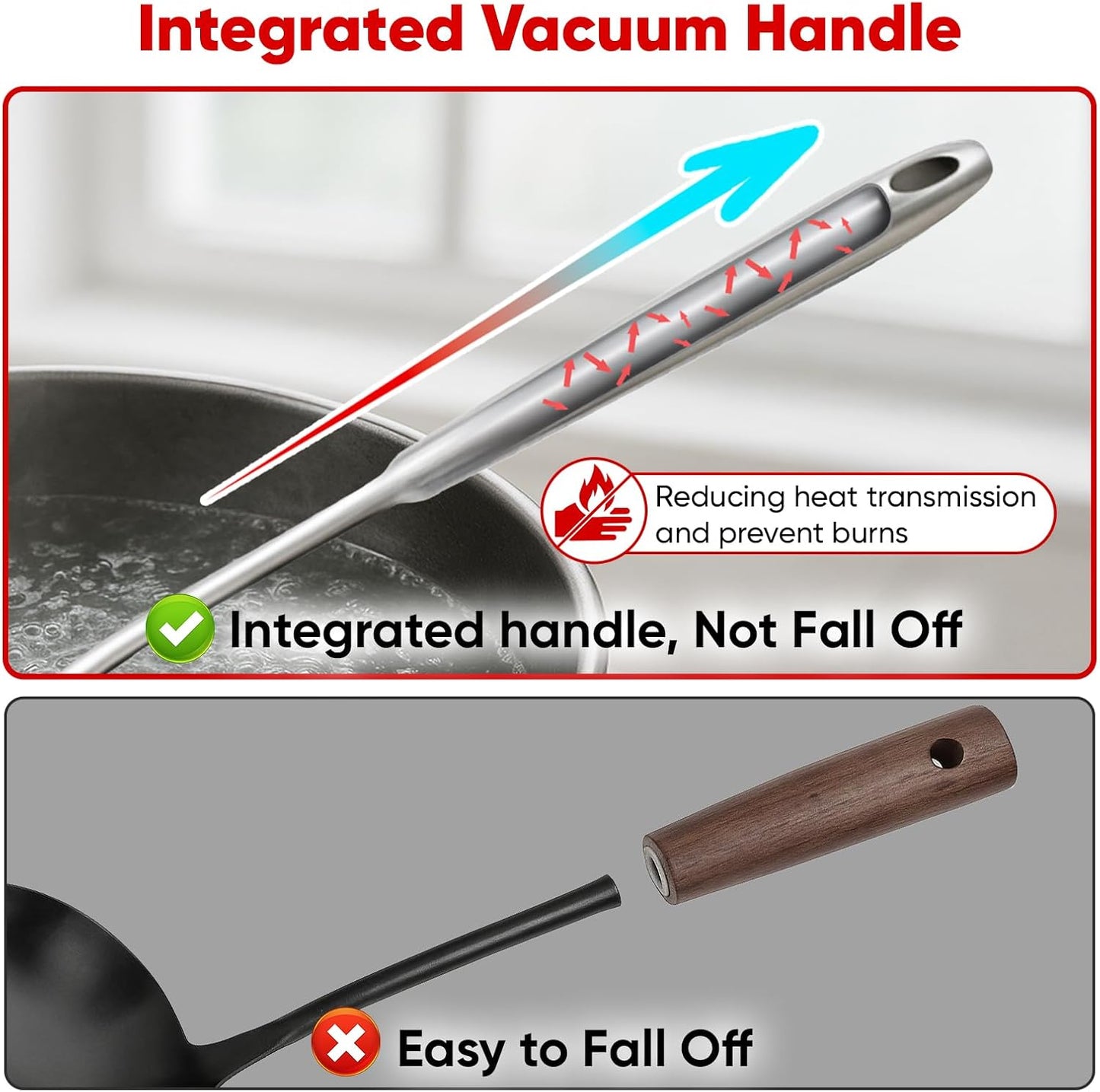 Newness 9 Pcs Cooking Utensils Set, 304 Stainless Steel Kitchen Utensils Set, Metal Kitchen Accessories, Include Soup Ladle, Slotted Skimmer Spoon, Spaghetti Spoon and Spatula, Dishwasher Safe