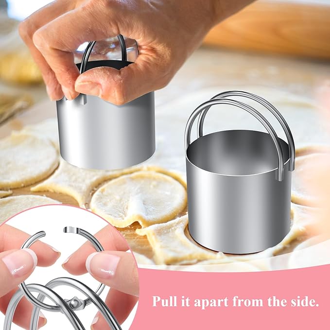 Biscuit Cutter Set, Stainless Steel Flour Sifter, Pastry Cutter, Pastry Scraper and Dough Blender, Flour Sieve for Quick Sifting Cakes and Spices, Professional Baking Dough Tools (4 Set)