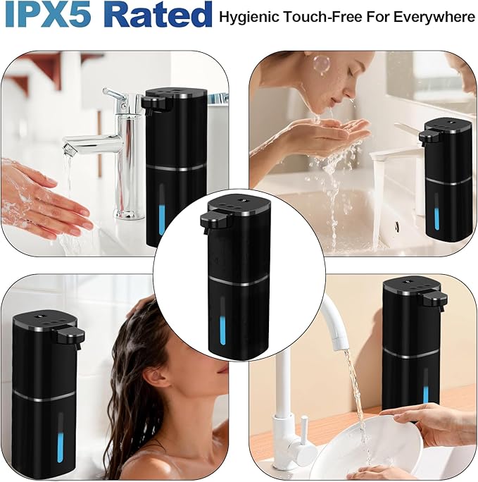 Automatic Liquid Soap Dispenser for Hand Soap & Dish Soap, 9-Level Adjustable Touchless Dispenser with LCD Display, Rechargeable 380mL, Wall Mount or Countertop Use for Kitchen Bathroom