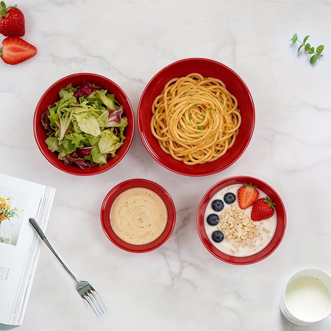 4-Piece Classic Plastic Prep Bowls with Lids, Nesting Plastic Small Mixing Bowl Set for Mixing, Baking, Prepping, Cooking and Serving Food, Microwave and Dishwasher Safe