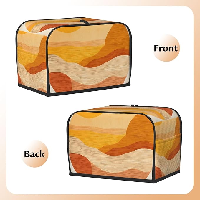 Morden Art Print Toaster Cover 2 Slice Long Slot, Orange Bread Maker Cover Washable Dust Protection Kitchen Small Appliance Toaster Oven Cover for 2 Slice