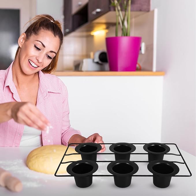 Cup Nonstick Muffin and Cupcake Baking Pan Deep Cup Popover Tin for Heavy-duty Carbon Steel with Elegant Black Finish for Home Kitchens and Events