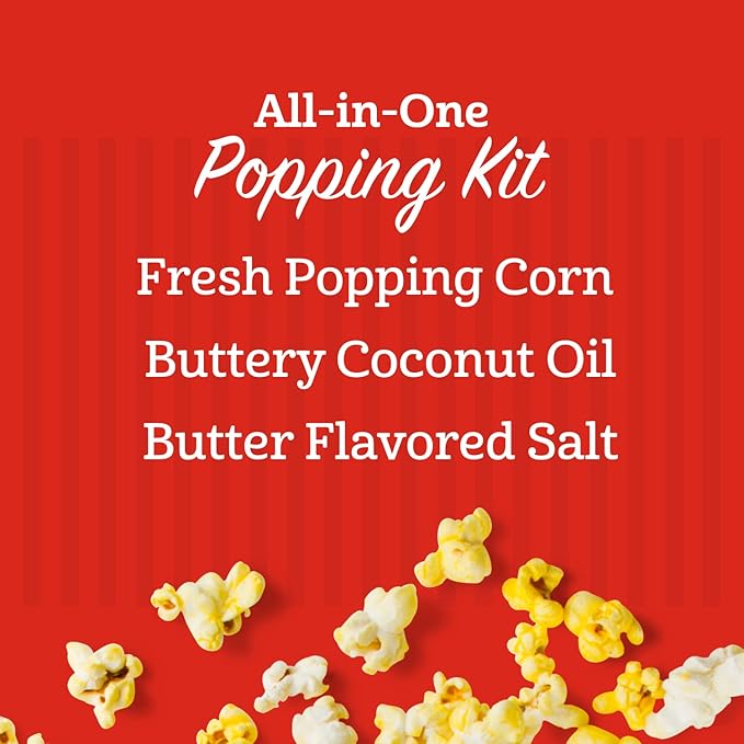 Franklin’s Gourmet Popcorn All-In-One Popcorn Packs for Popcorn Machine - 8oz Pack of 10 - Made in USA - Packs of Corn Kernels with Buttery Salt & Oil